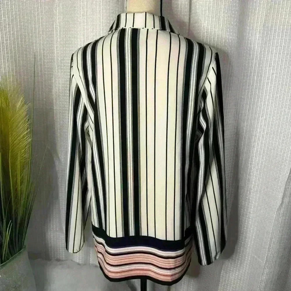 Beige By ECI Women’s Large Striped V Neck Tunic Long Sleeves Tassel Blouse - Picture 7 of 12